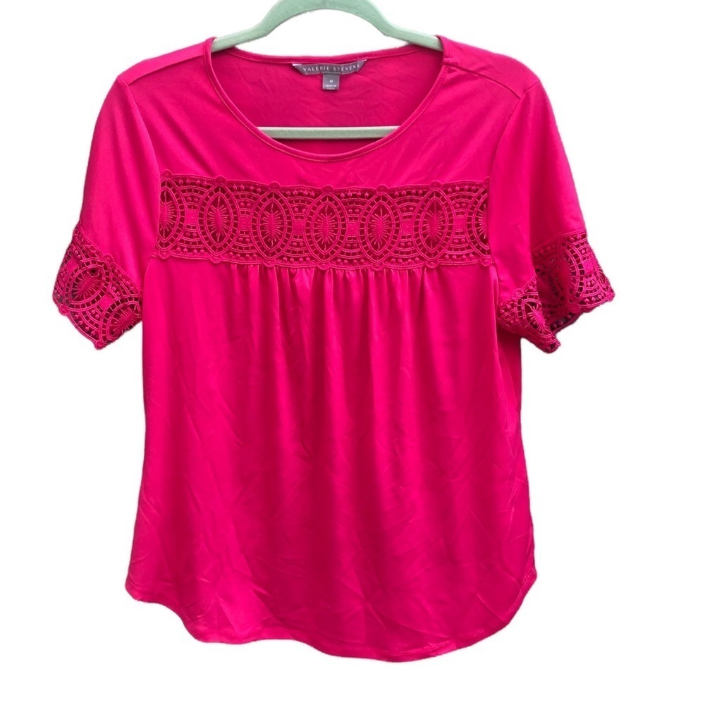 VALERIE STEVENS HOT PINK CROCHET TOP